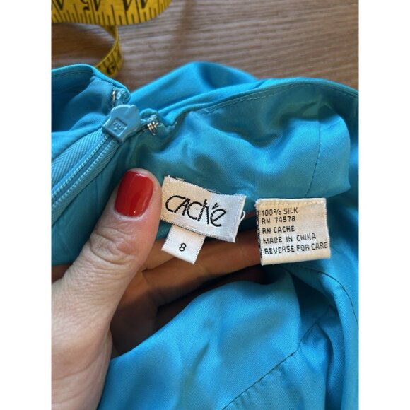 Vintage Y2K Cache Silk Satin Embellished Halter Gown Dress HOCO Prom - Picture 9 of 9